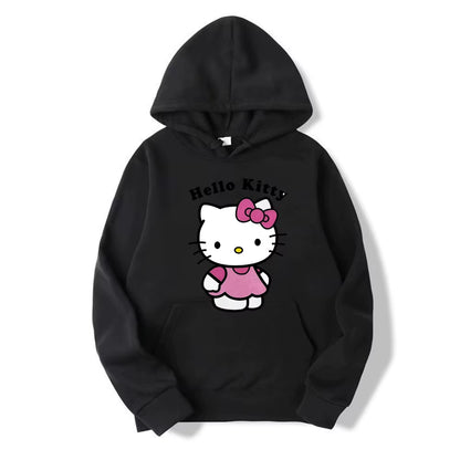 Fashion Classic Hoody Loose Original Basic Clothes Beautiful Hello Kitty Printed Hoodies Women Warm Comfortable Casual Hoodie