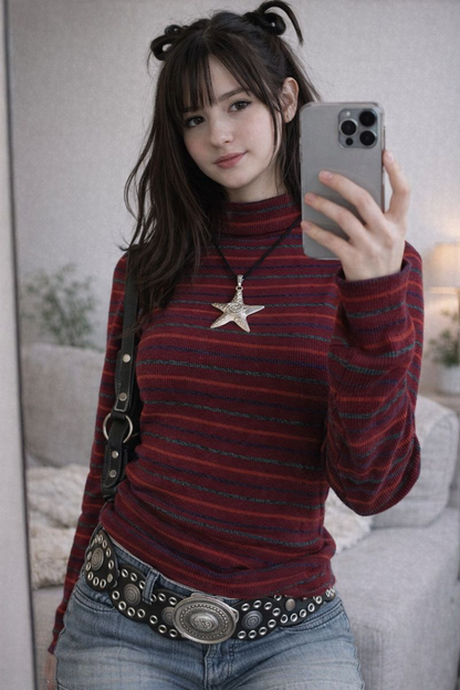 Trendy Y2K Long Sleeve T-Shirt for Women - Vintage Kitty Design Perfect for Parties and Autumn/Winter Style