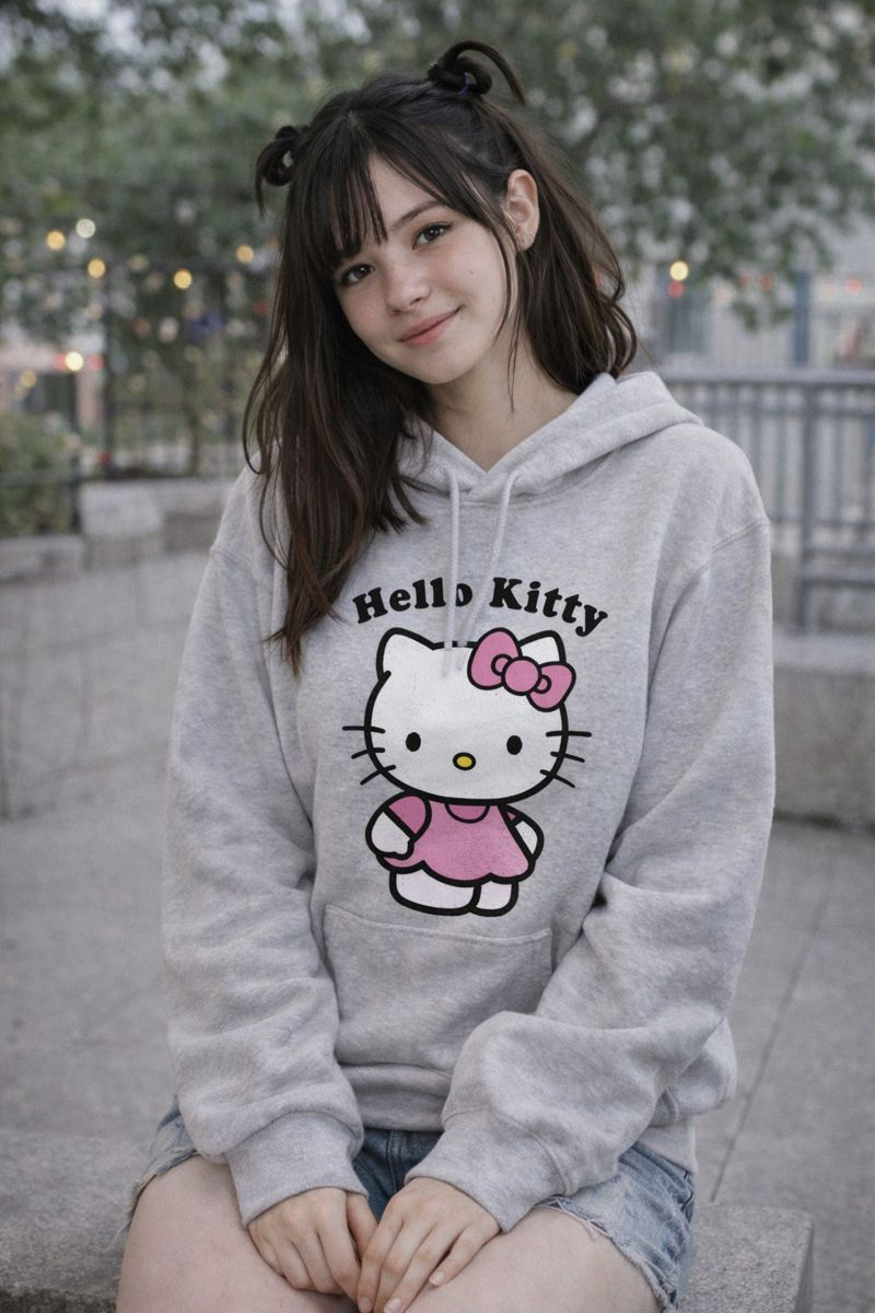 Fashion Classic Hoody Loose Original Basic Clothes Beautiful Hello Kitty Printed Hoodies Women Warm Comfortable Casual Hoodie