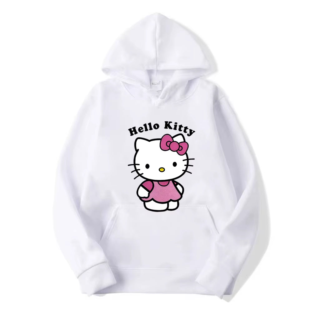 Fashion Classic Hoody Loose Original Basic Clothes Beautiful Hello Kitty Printed Hoodies Women Warm Comfortable Casual Hoodie