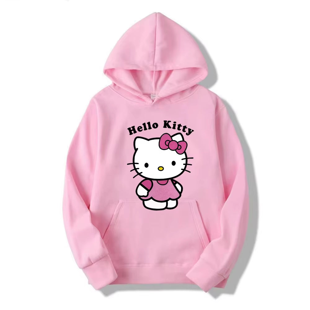 Fashion Classic Hoody Loose Original Basic Clothes Beautiful Hello Kitty Printed Hoodies Women Warm Comfortable Casual Hoodie