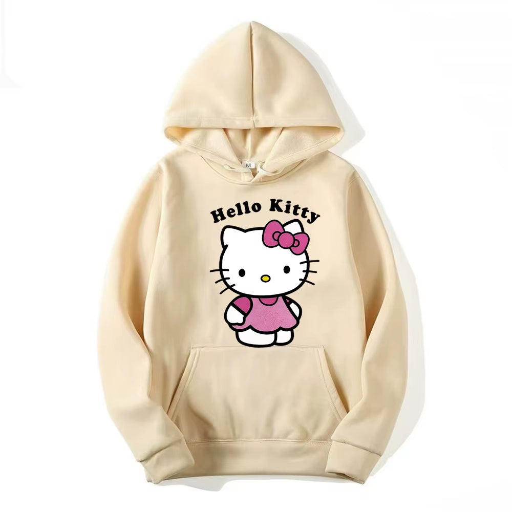 Fashion Classic Hoody Loose Original Basic Clothes Beautiful Hello Kitty Printed Hoodies Women Warm Comfortable Casual Hoodie