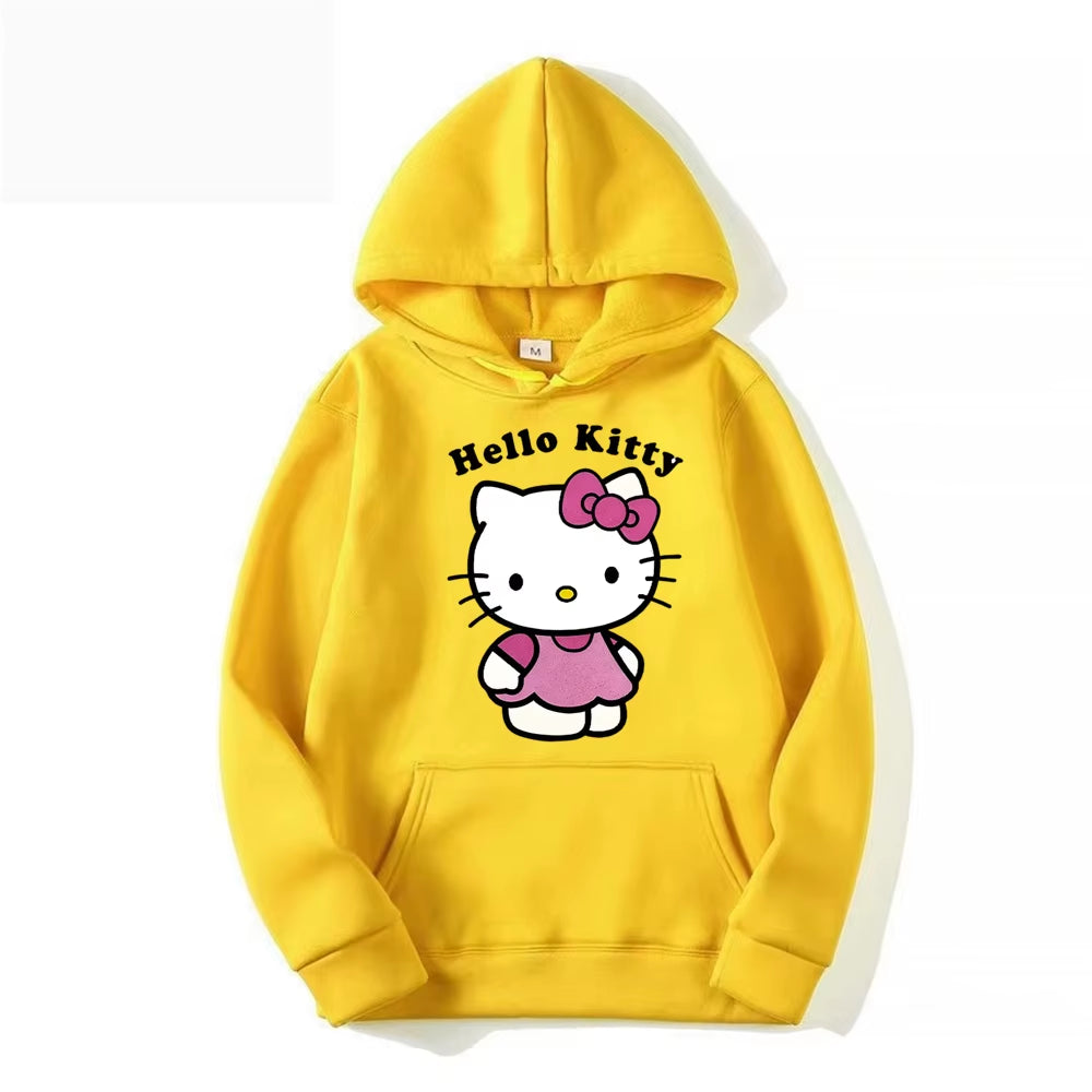 Fashion Classic Hoody Loose Original Basic Clothes Beautiful Hello Kitty Printed Hoodies Women Warm Comfortable Casual Hoodie