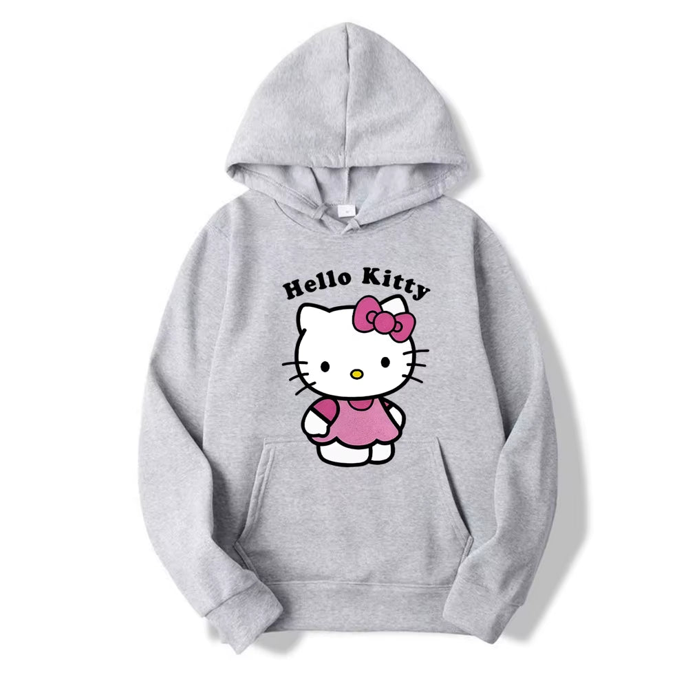 Fashion Classic Hoody Loose Original Basic Clothes Beautiful Hello Kitty Printed Hoodies Women Warm Comfortable Casual Hoodie