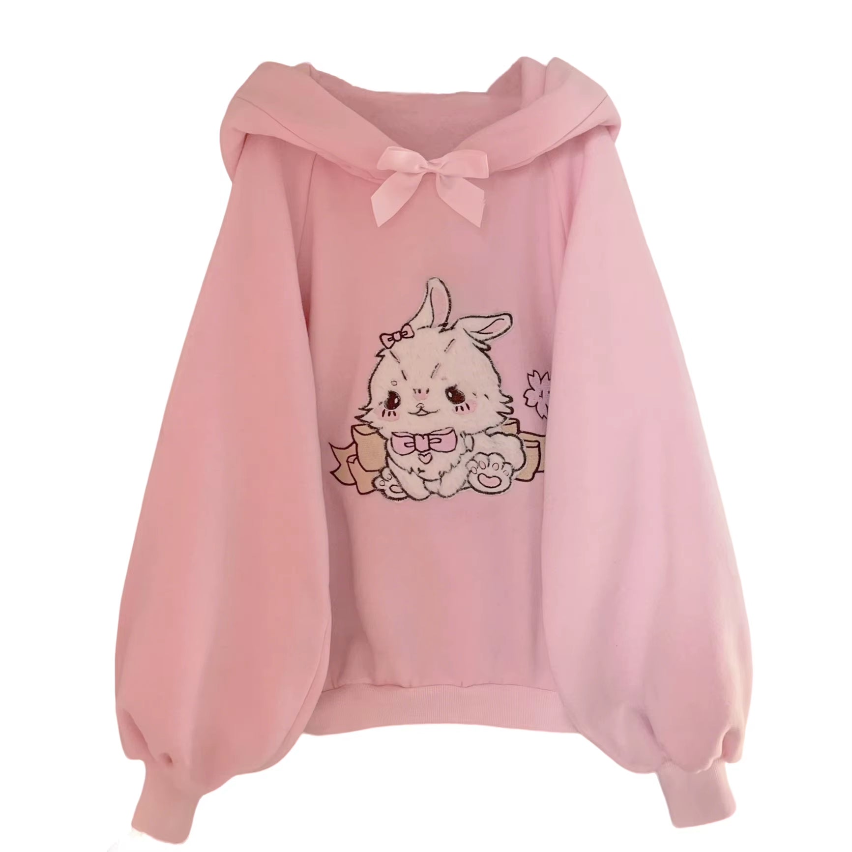 2025 Autumn Women Lace Neck Cute Hoodies Harajuku Kawaii Sweatshirt Lolita Girl Pink Pullover Lamb and Candy Embroidery Sudadera