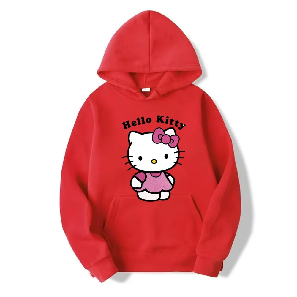 Fashion Classic Hoody Loose Original Basic Clothes Beautiful Hello Kitty Printed Hoodies Women Warm Comfortable Casual Hoodie